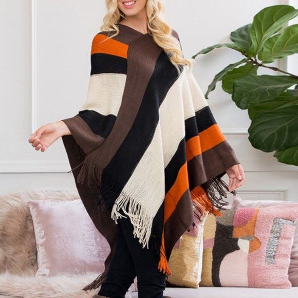 RESTOCK PUMPKIN SPICE Knit Wrap / Poncho / Shawl - Picture 6 of 7